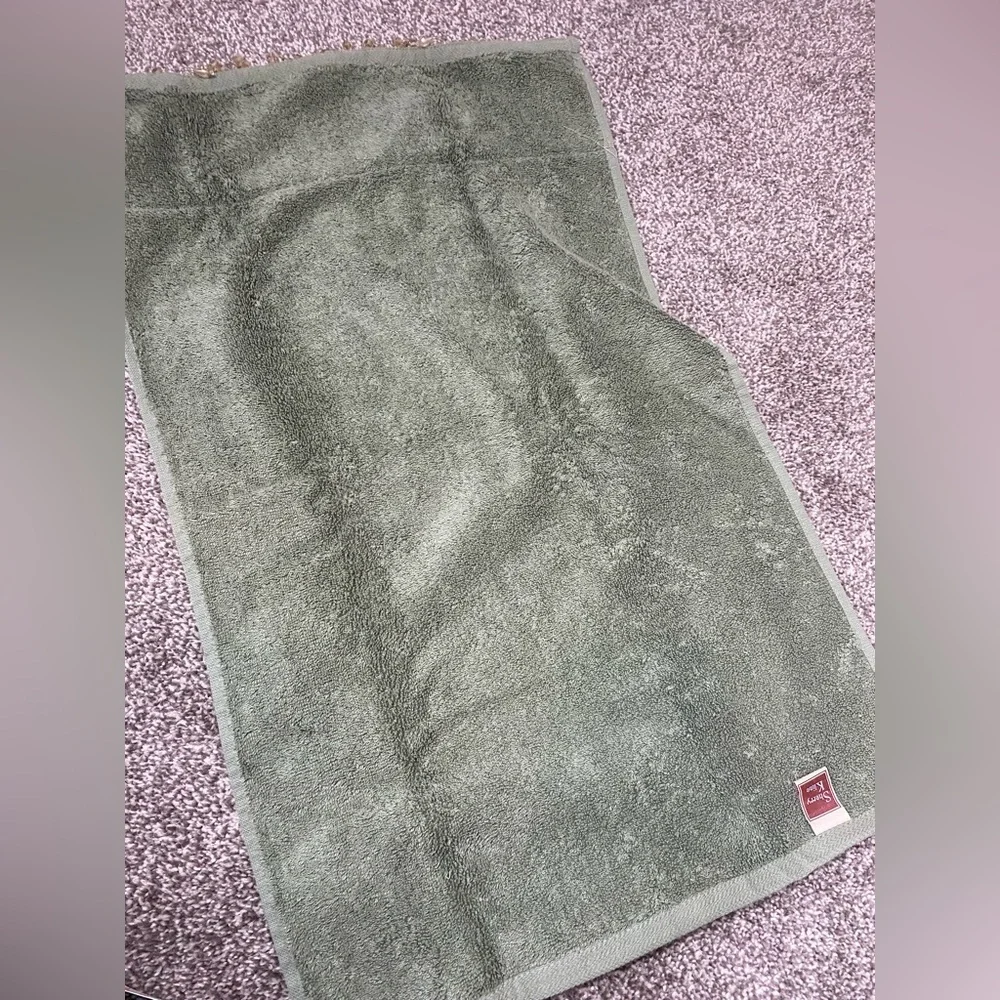 Sherry Kline Cotton Sage Green Beaded Embellished Hand Towel NWT